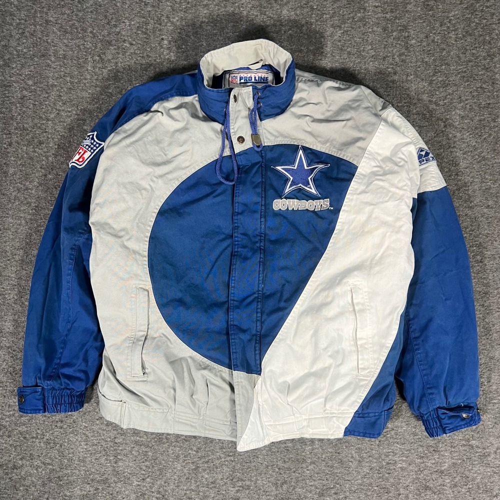 Vintage 90s Dallas Cowboys NFL Pro Line Apex One Jacket Blue Grey Large